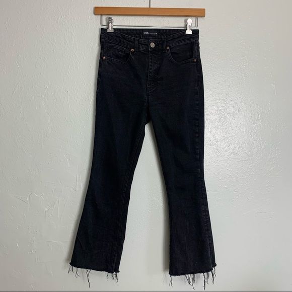 ZARA high waisted straight leg raw hem denim jean - Picture 2 of 7